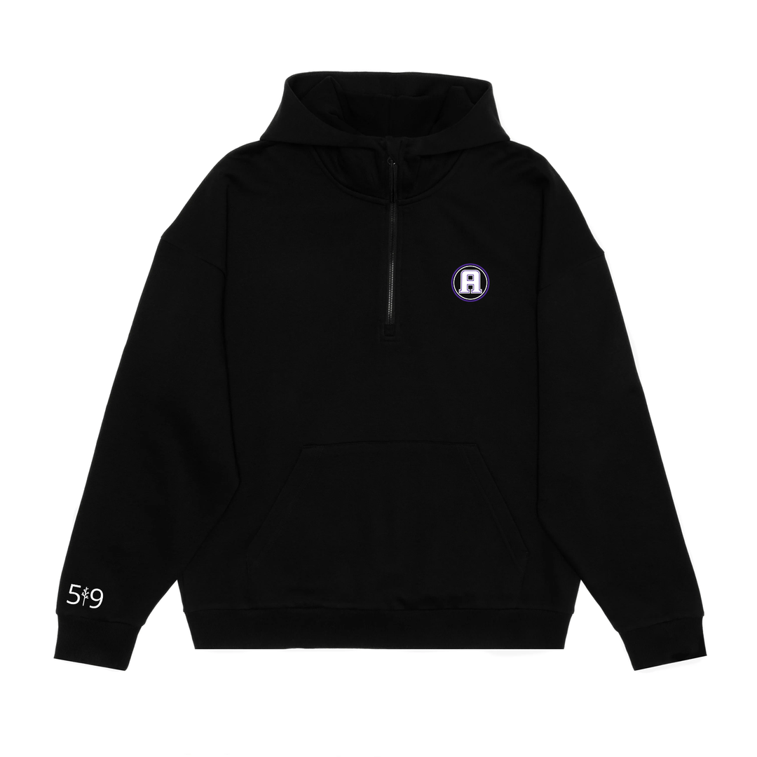 ASHLEY OAKS EMBROIDERED SCUBA 1/2 ZIP HOODIE (UNISEX)