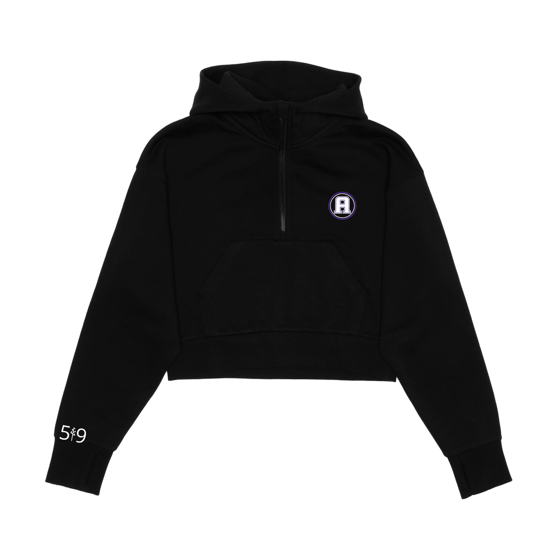 ASHLEY OAKS EMBROIDERED CROPPED SCUBA 1/2 ZIP HOODIE (UNISEX)