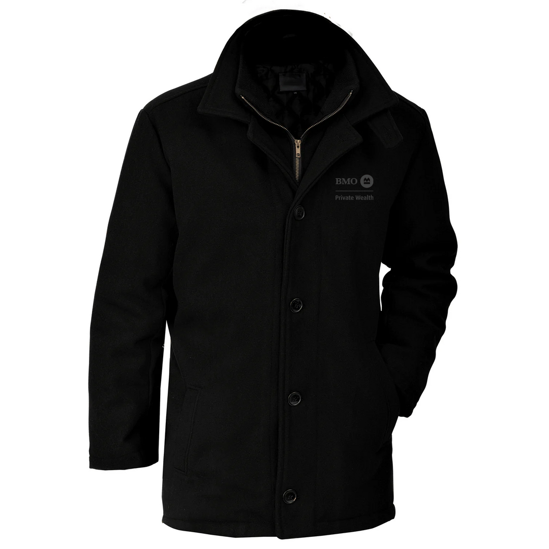 BMO PRIVATE WEALTH MONOCHROMATIC EMBROIDERED PEACOAT (MENS)