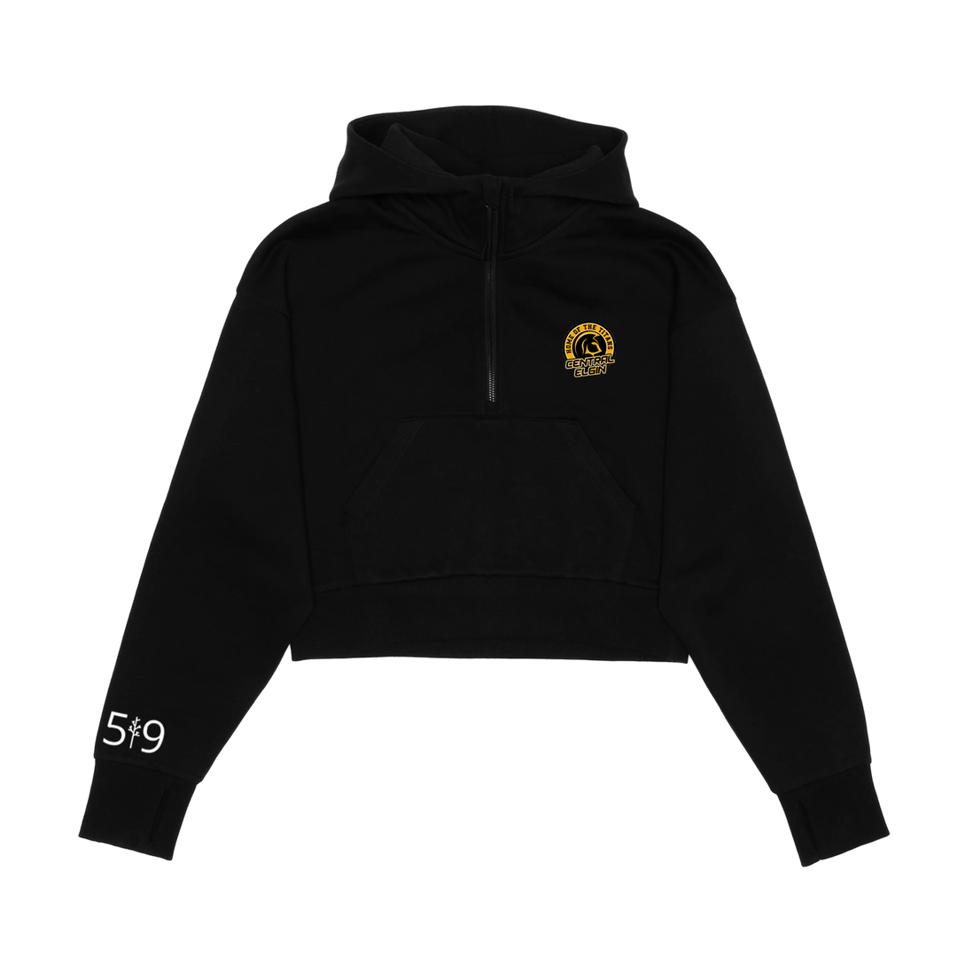 CENTRAL ELGIN EMBROIDERED CROPPED SCUBA 1/2 ZIP HOODIE (UNISEX)