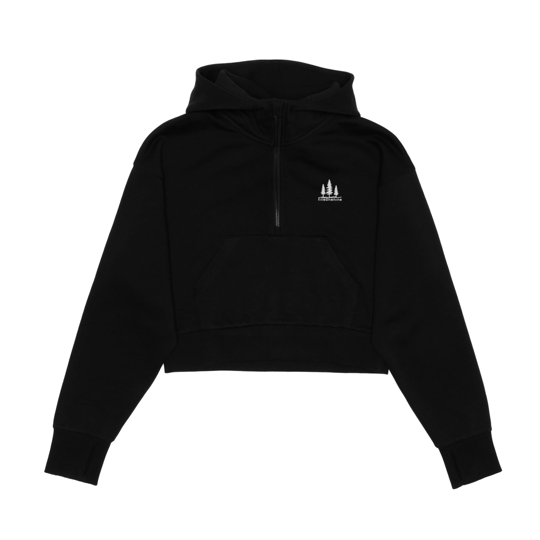 CANOPY EMBROIDERED CROPPED SCUBA 1/2 ZIP HOODIE (WOMENS)