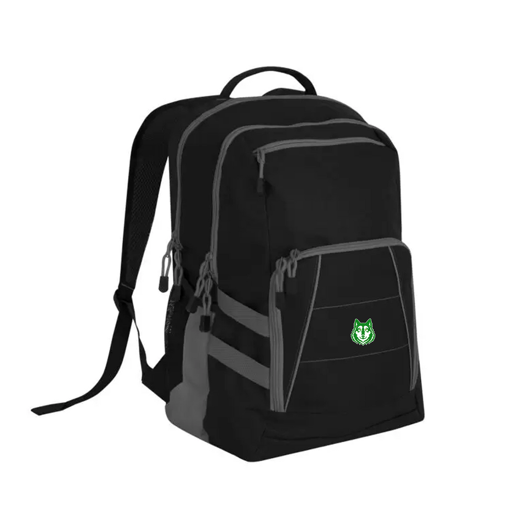 NICHOLAS WILSON EMBROIDERED VARSITY BACKPACK