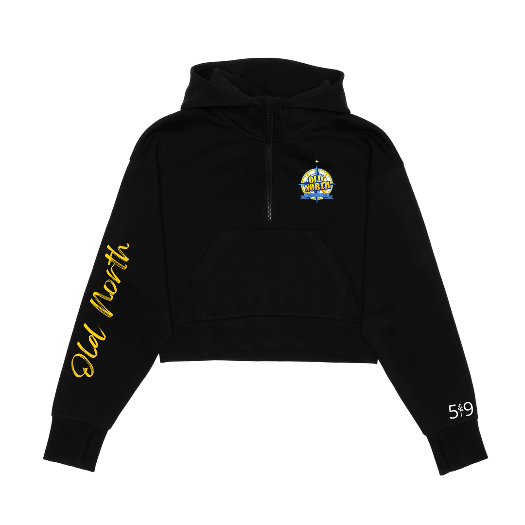 OLD NORTH SIGNATURE SLEEVE CROPPED SCUBA 1/2 ZIP HOODIE (UNISEX)