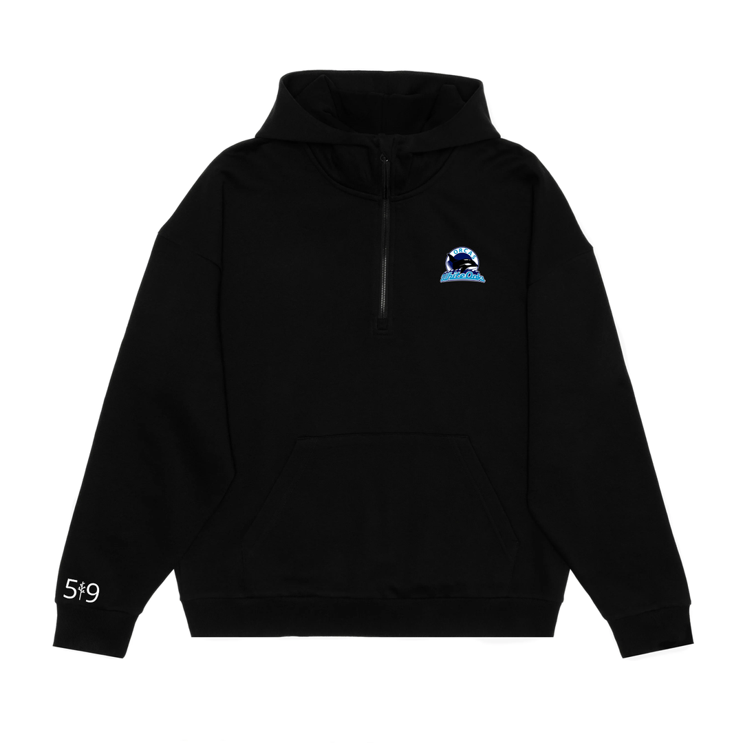 WHITE OAKS EMBROIDERED SCUBA 1/2 ZIP HOODIE (UNISEX)