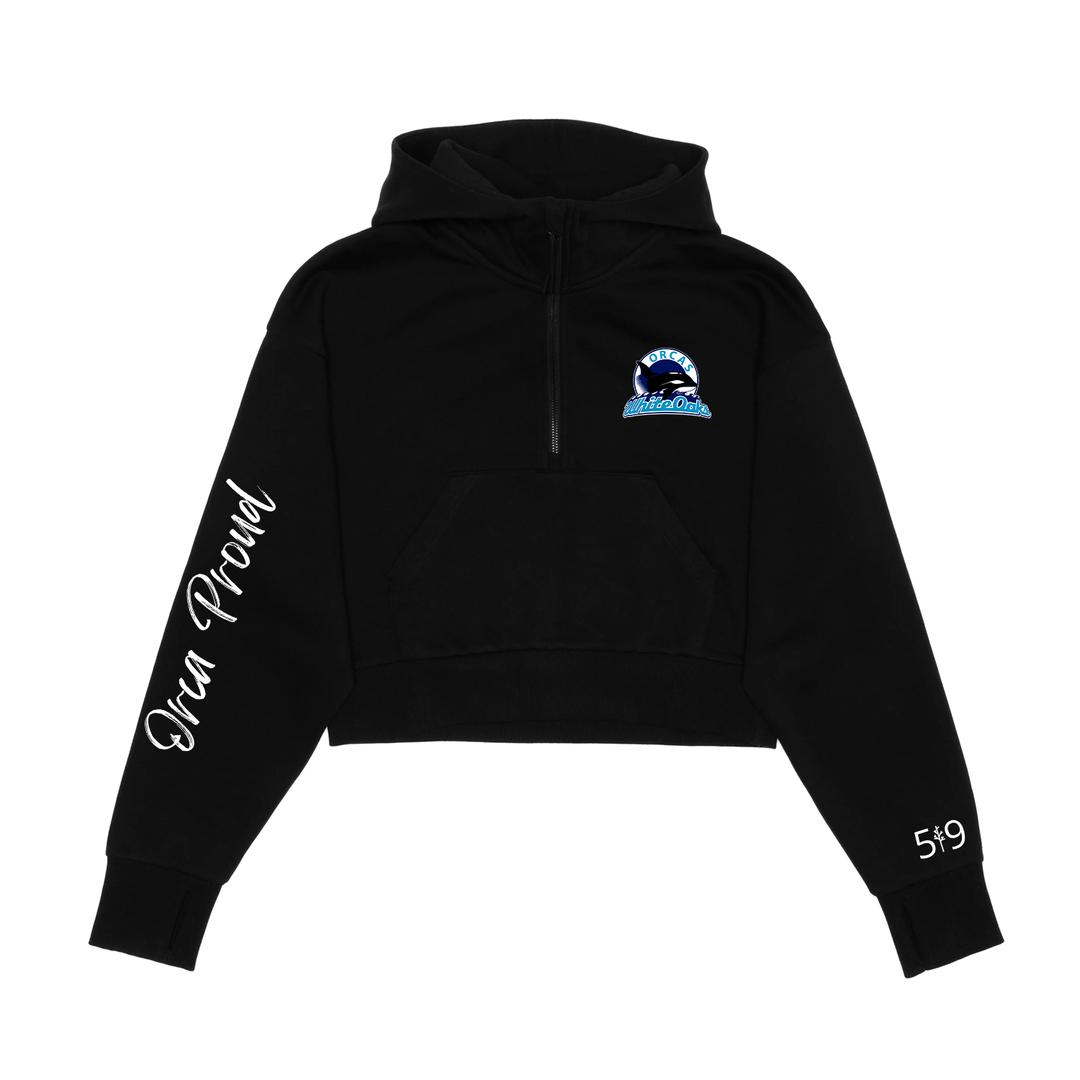WHITE OAKS SIGNATURE CROPPED SCUBA 1/2 ZIP HOODIE (UNISEX)