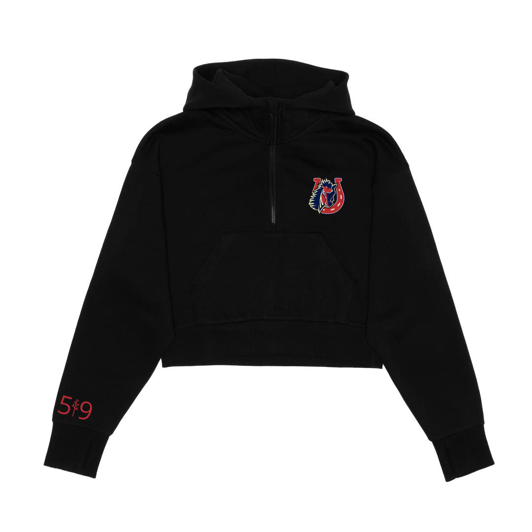 STONEY CREEK EMBROIDERED CROPPED SCUBA 1/2 ZIP HOODIE (WOMENS)