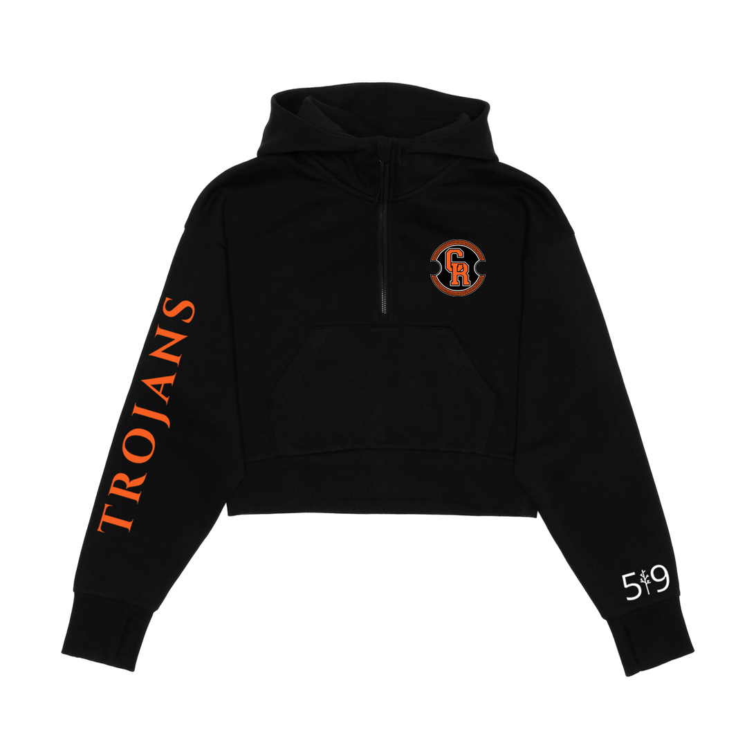 TROJANS SLEEVE CROPPED SCUBA 1/2 ZIP HOODIE (WOMENS)
