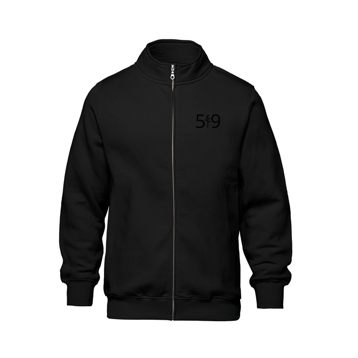 BLACK OUT 519 EMBROIDERED ZIP-UP SWEATER (UNISEX)