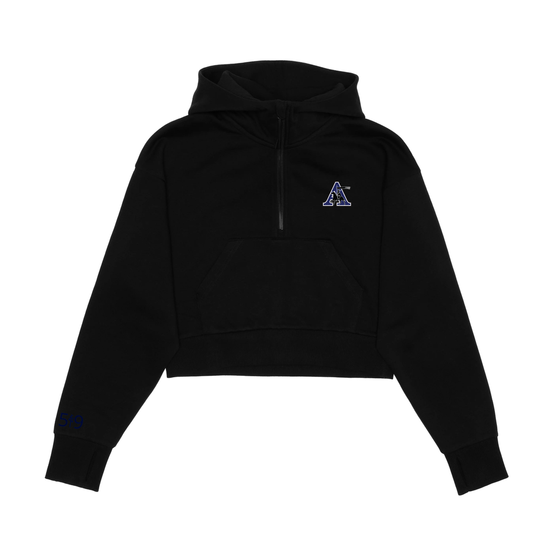 ASSUMPTION EMBROIDERED CROPPED SCUBA 1/2 ZIP HOODIE (WOMENS)