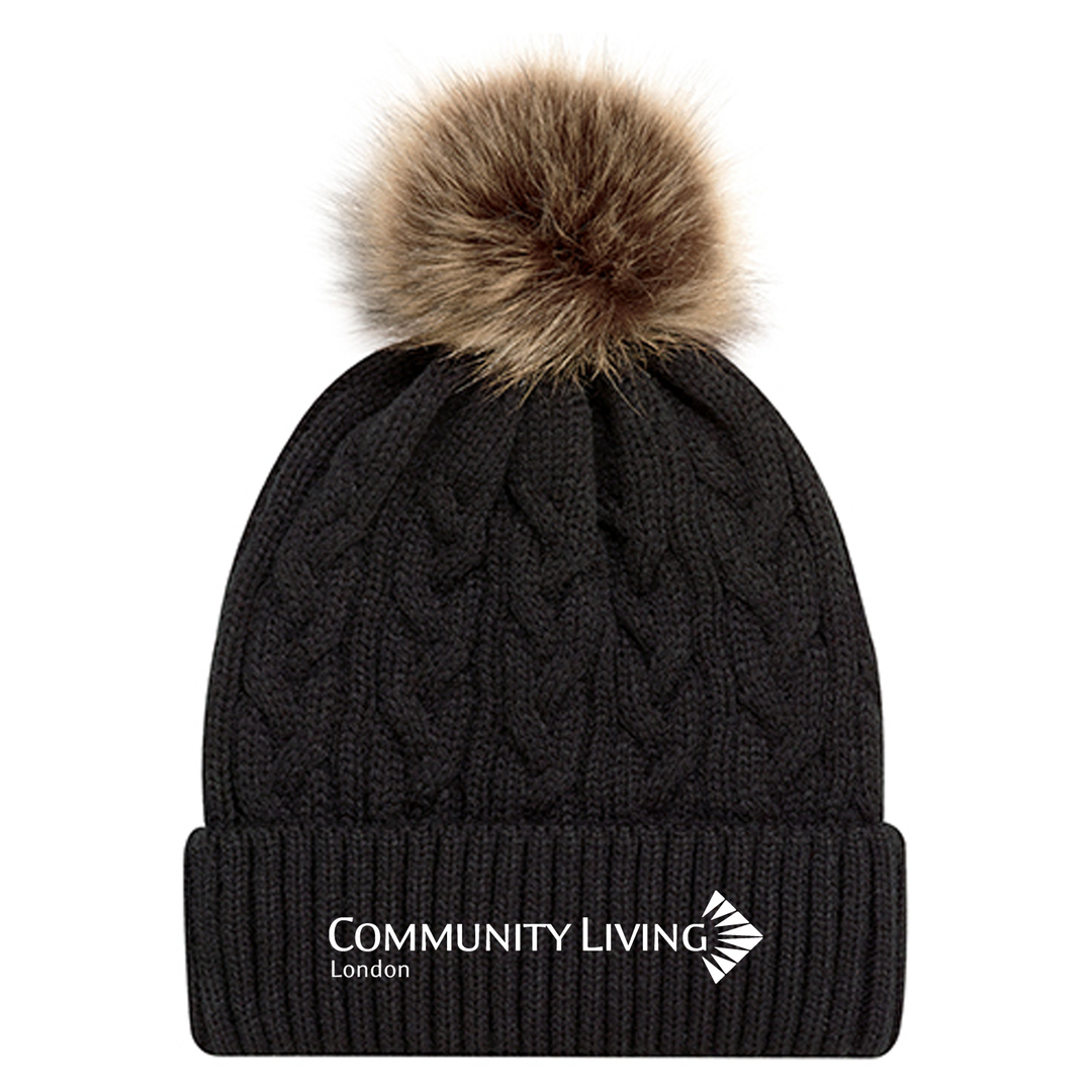 COMMUNITY LIVING LONDON EMBROIDERED FAUX FUR TOQUE