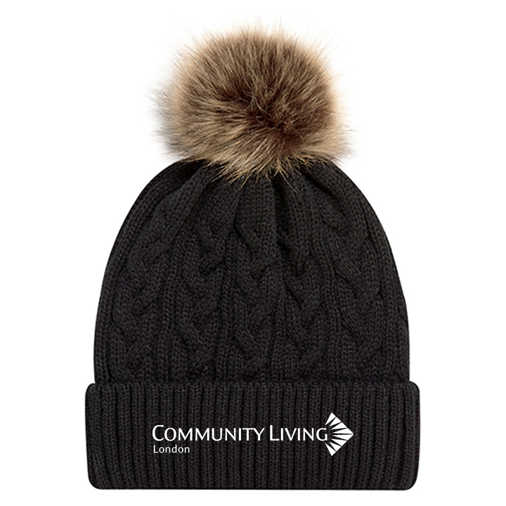 COMMUNITY LIVING LONDON EMBROIDERED FAUX FUR TOQUE