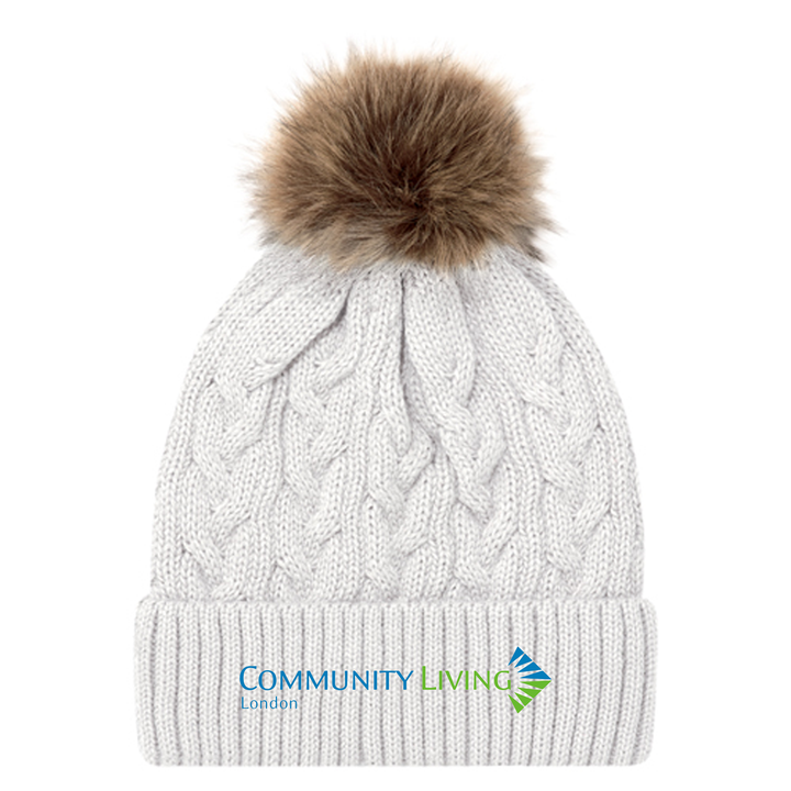 COMMUNITY LIVING LONDON EMBROIDERED FAUX FUR TOQUE