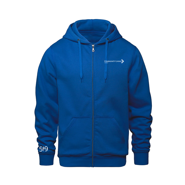 COMMUNITY LIVING LONDON EMBROIDERED ZIP-UP HOODIE (UNISEX)