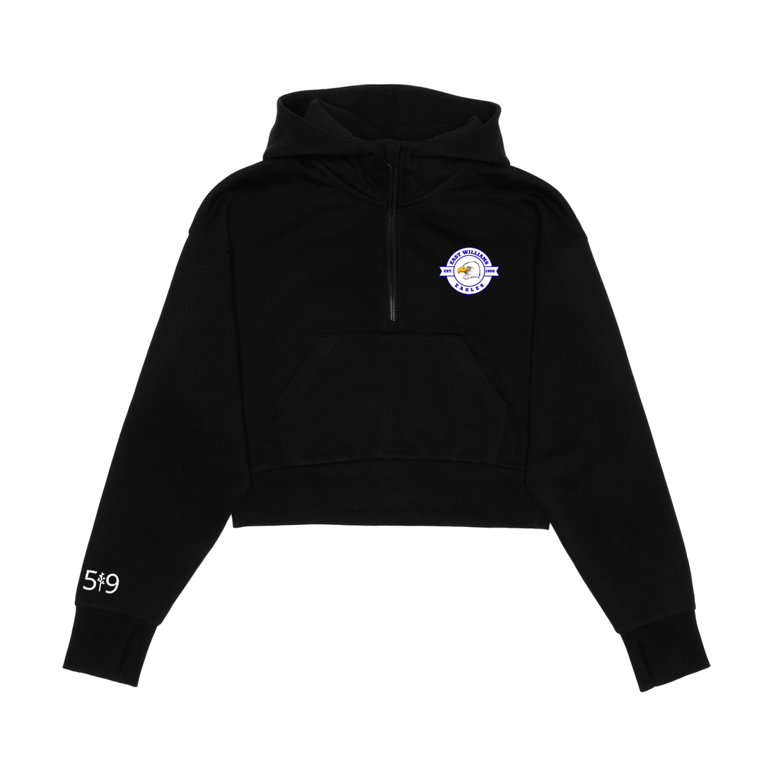 EAST WILLIAMS EMBLEM CROPPED SCUBA 1/2 ZIP HOODIE (WOMENS)
