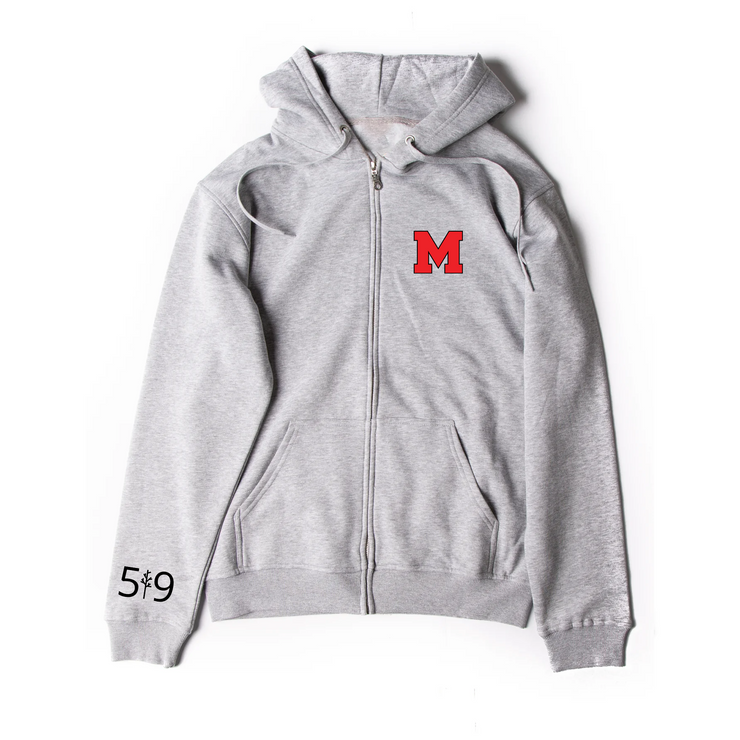 MEDWAY COWBOYS EMBROIDERED "M" ZIP-UP HOODIE (UNISEX)