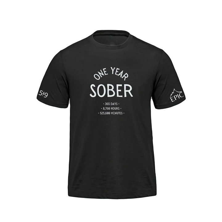 ONE YEAR SOBER PREMIUM TEE (MENS)