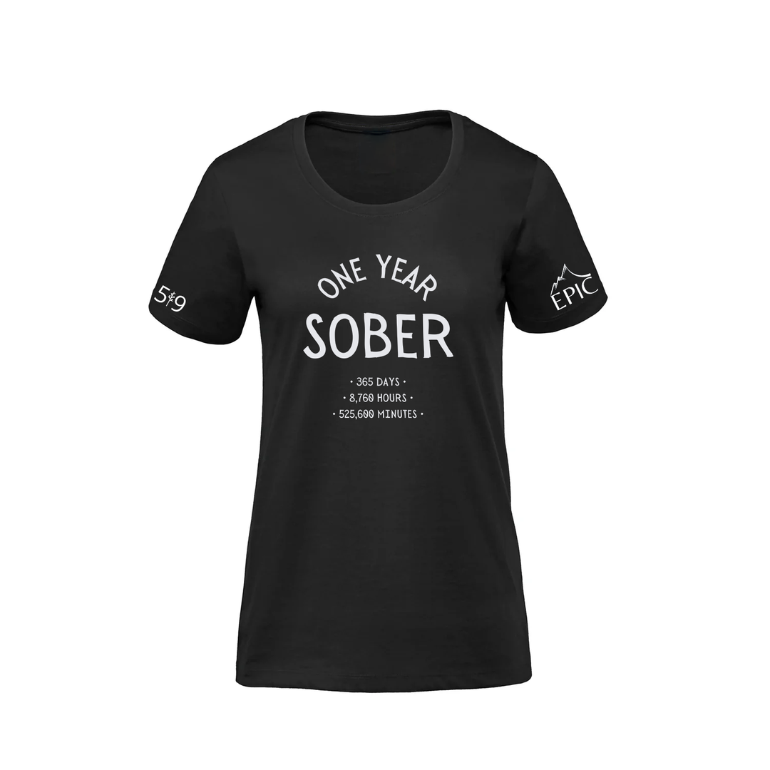 ONE YEAR SOBER PREMIUM TEE (WOMENS)
