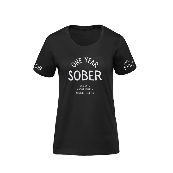 ONE YEAR SOBER PREMIUM TEE (WOMENS)