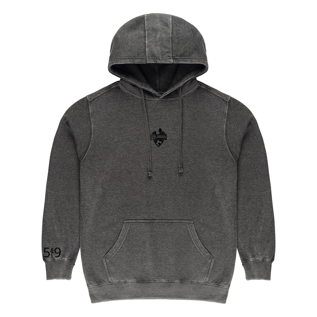 FCL EMBROIDERED BLACKOUT VINTAGE HOODIE (UNISEX)