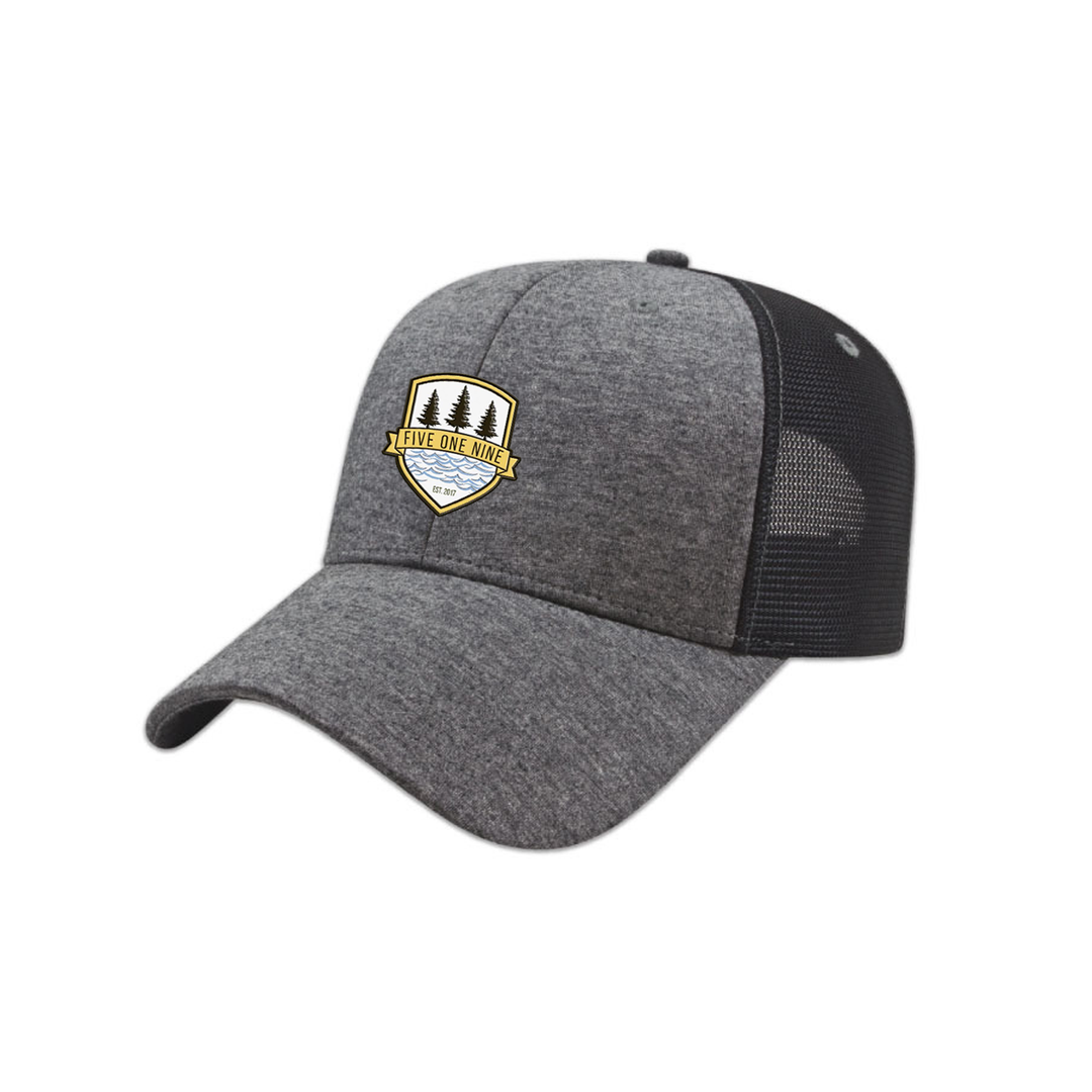 519 GONE CAMPING HEATHERED MESHBACK HAT (UNISEX)