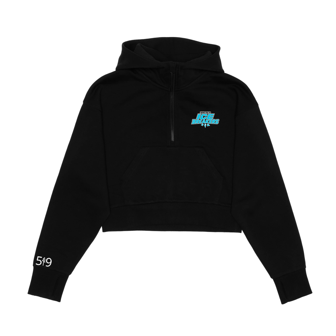 INNERKIP CREST CROPPED SCUBA 1/2 ZIP HOODIE (WOMENS)