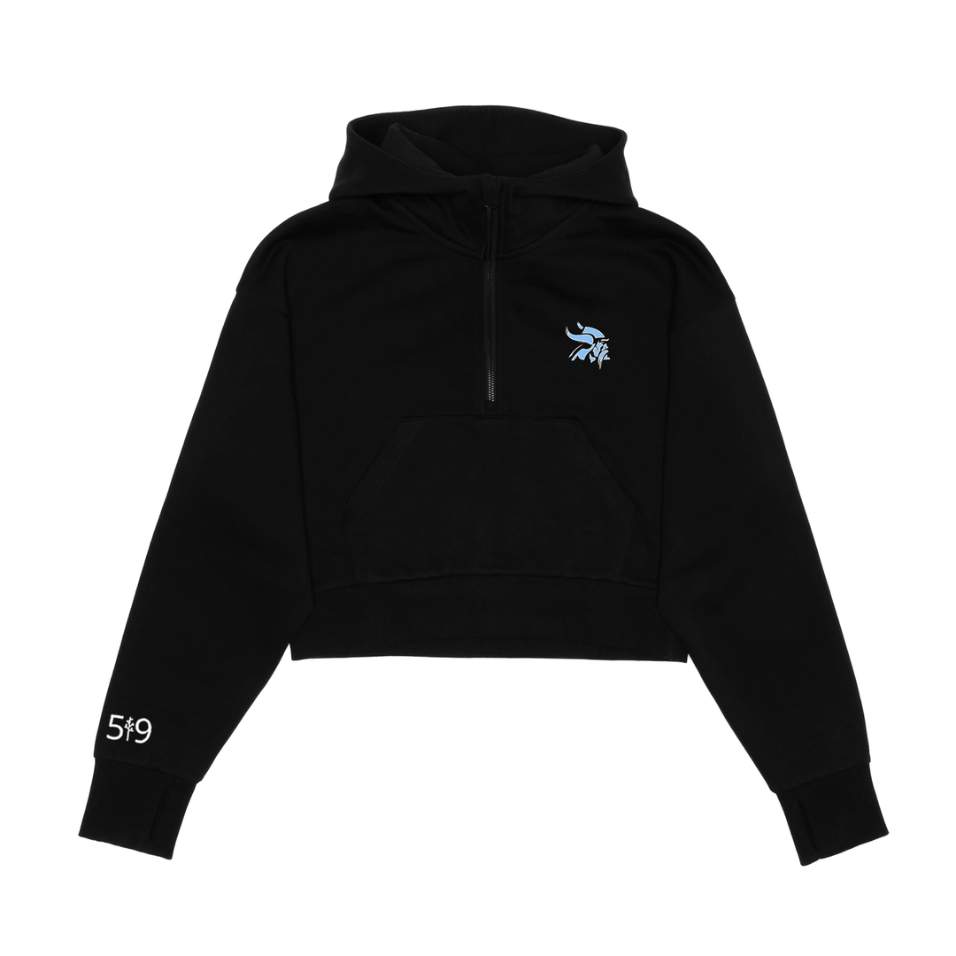 LUCAS VIKINGS EMBROIDERED CROPPED SCUBA 1/2 ZIP HOODIE (WOMENS)
