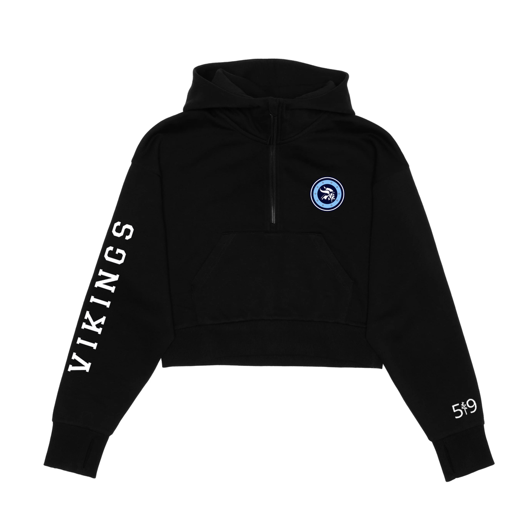 LUCAS VIKINGS CLASSIC SLEEVE CROPPED SCUBA 1/2 ZIP HOODIE (WOMENS)