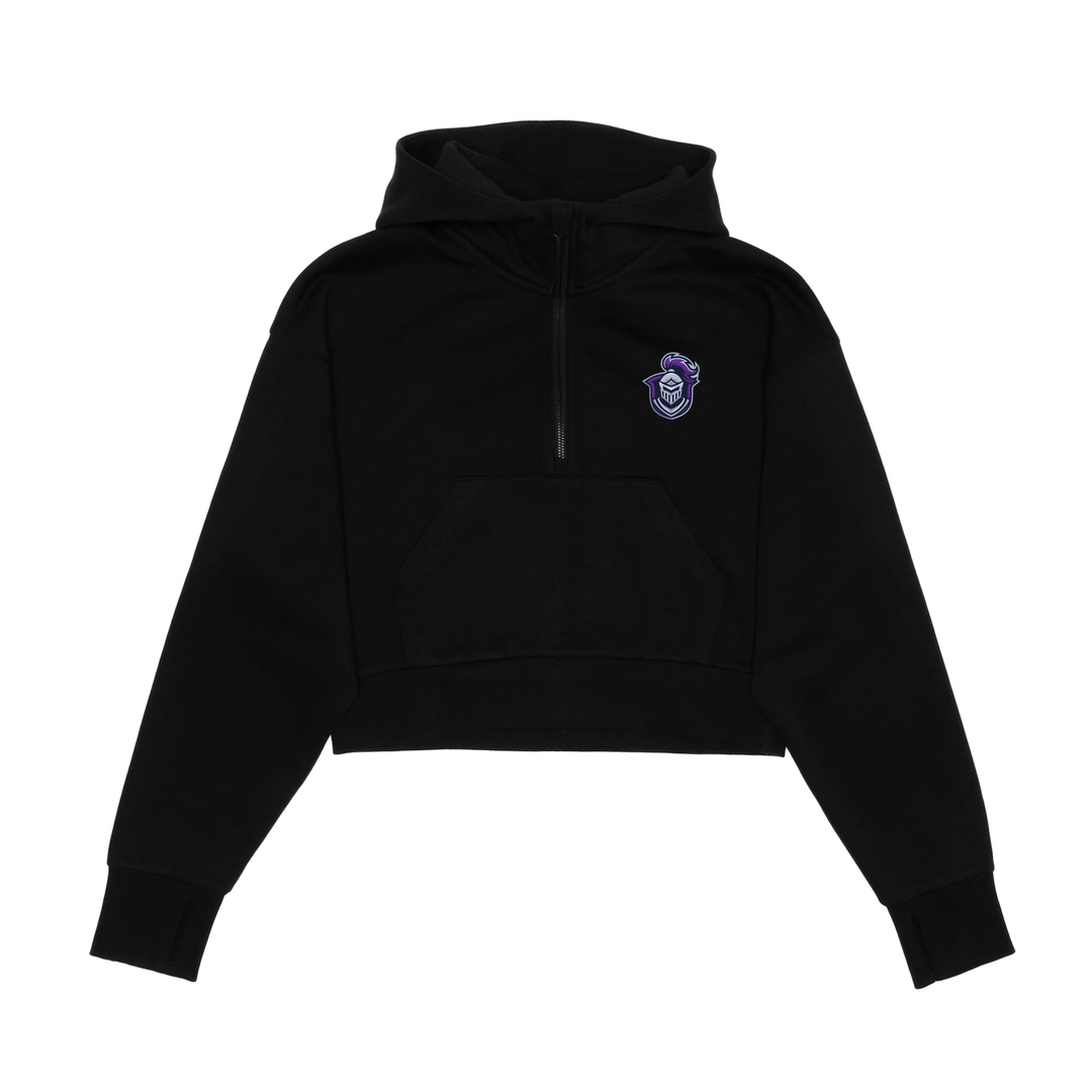 NORTHBRAE EMBROIDERED CROPPED SCUBA 1/2 ZIP HOODIE (WOMENS)