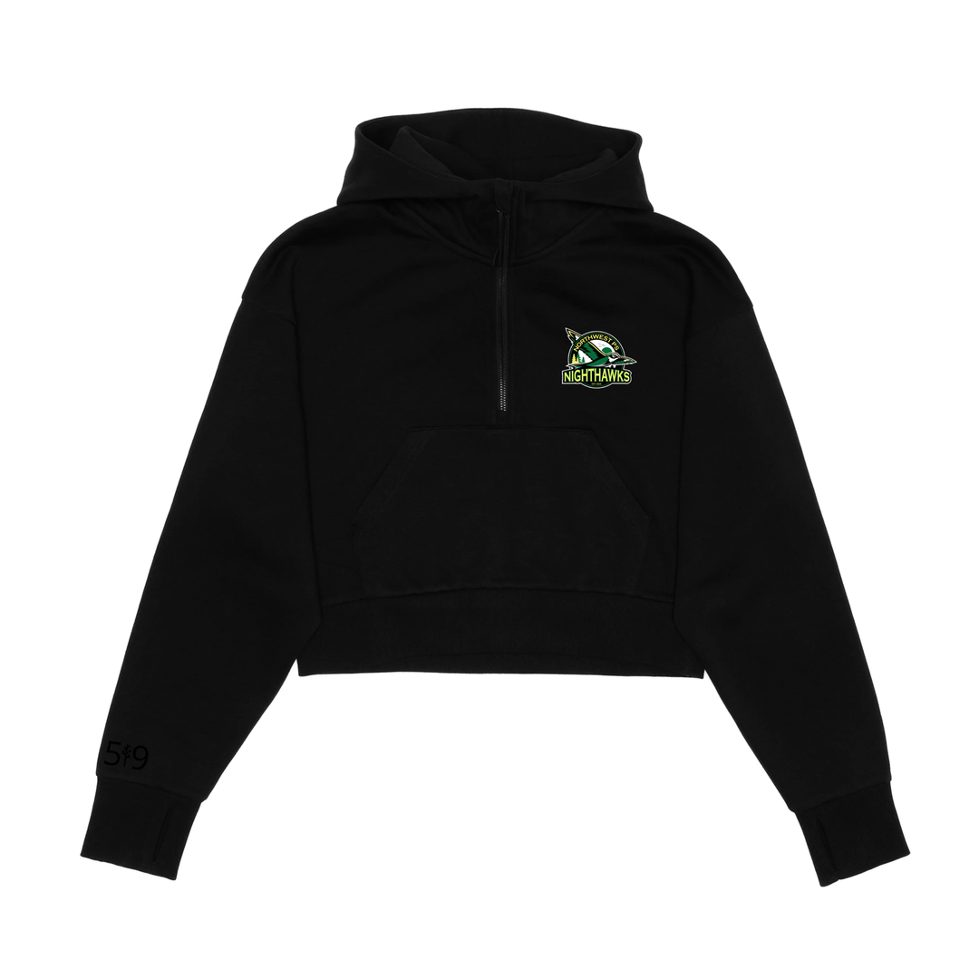 NORTHWEST NIGHTHAWKS EMBLEM CROPPED SCUBA 1/2 ZIP HOODIE (WOMENS)