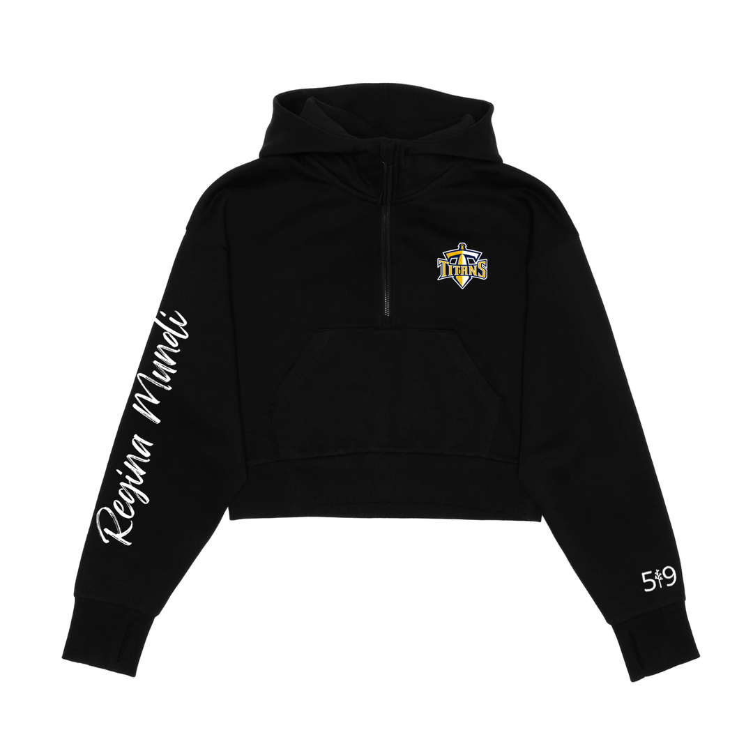 RMC SIGNATURE SLEEVE CROPPED SCUBA 1/2 ZIP HOODIE (WOMENS)
