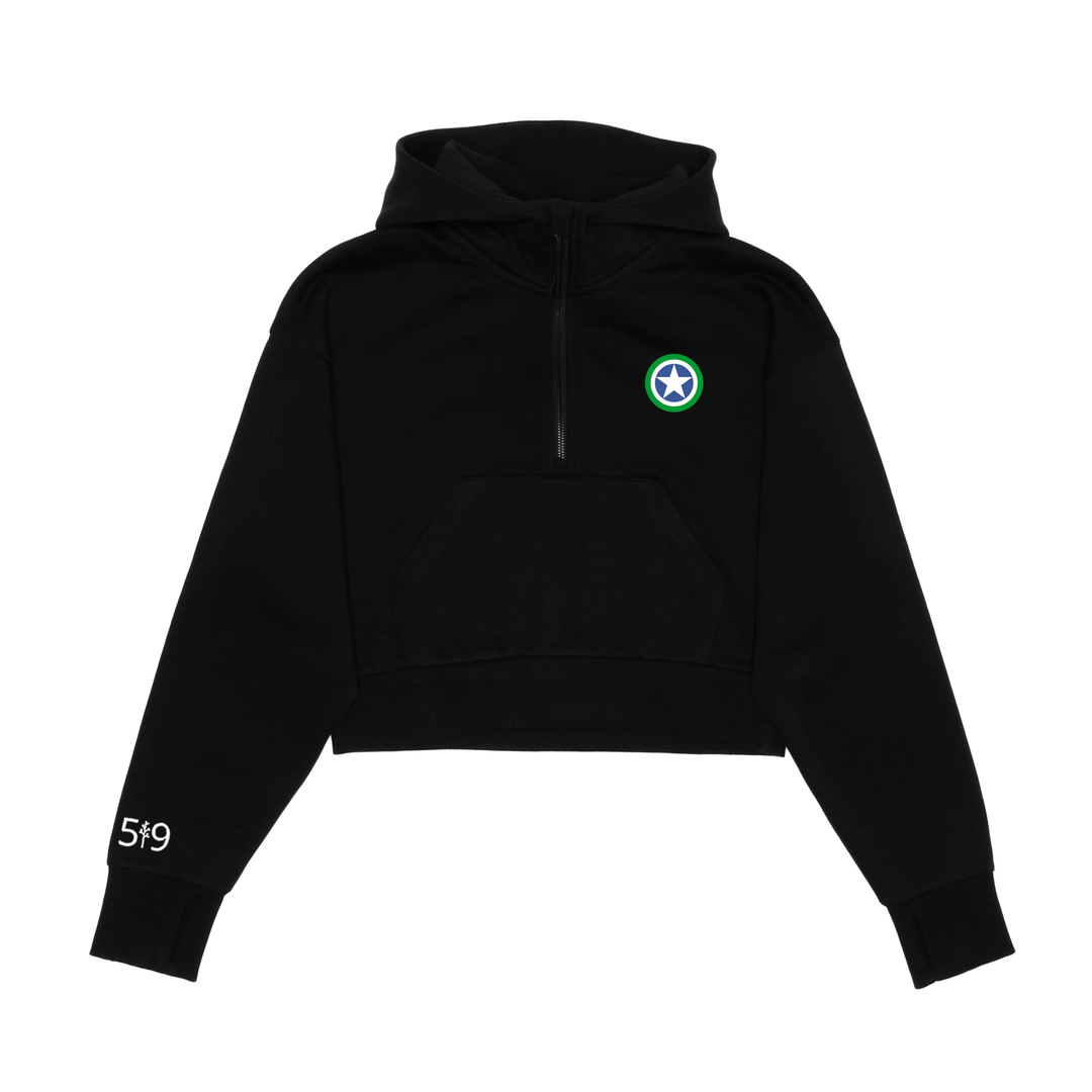 SPRINGBANK EMBROIDERED CROPPED SCUBA 1/2 ZIP HOODIE (WOMENS)