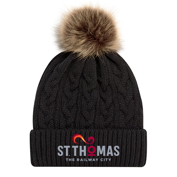 ST. THOMAS EMBROIDERED FAUX FUR TOQUE
