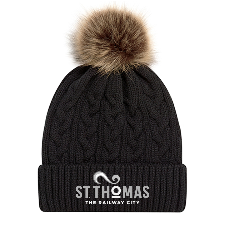 ST. THOMAS LIGHT EMBROIDERED FAUX FUR TOQUE