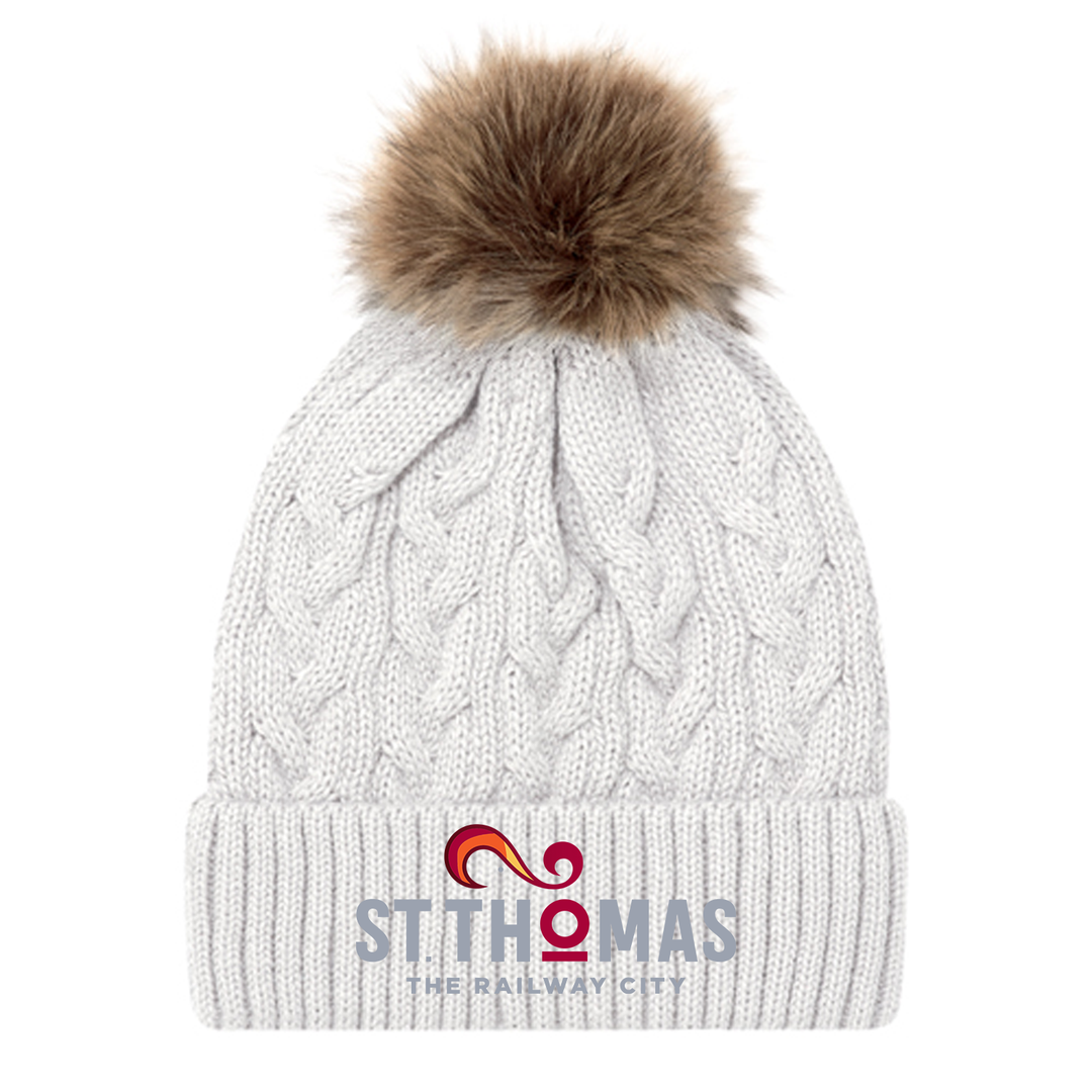ST. THOMAS EMBROIDERED FAUX FUR TOQUE