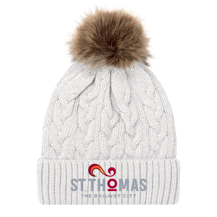 ST. THOMAS EMBROIDERED FAUX FUR TOQUE