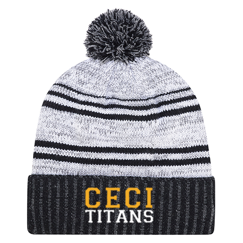 CECI EMBROIDERED POM-POM TOQUE