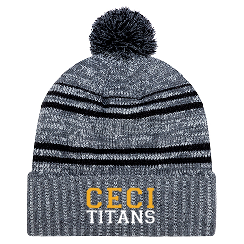CECI EMBROIDERED POM-POM TOQUE