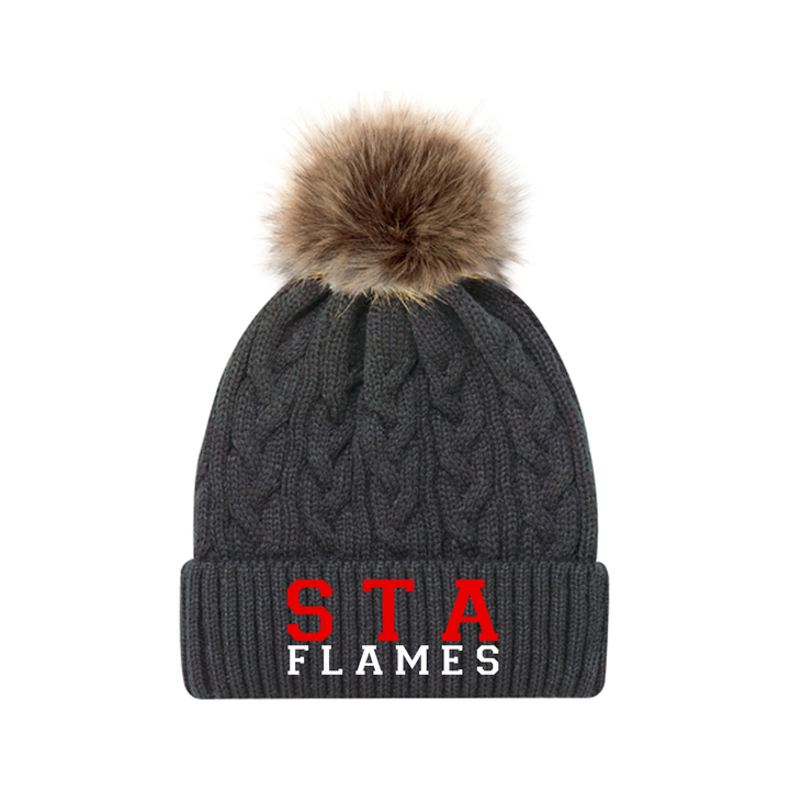 STA FLAMES EMBROIDERED FAUX FUR TOQUE