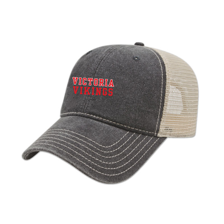 VICTORIA EMBROIDERED VINTAGE TRUCKER CAP