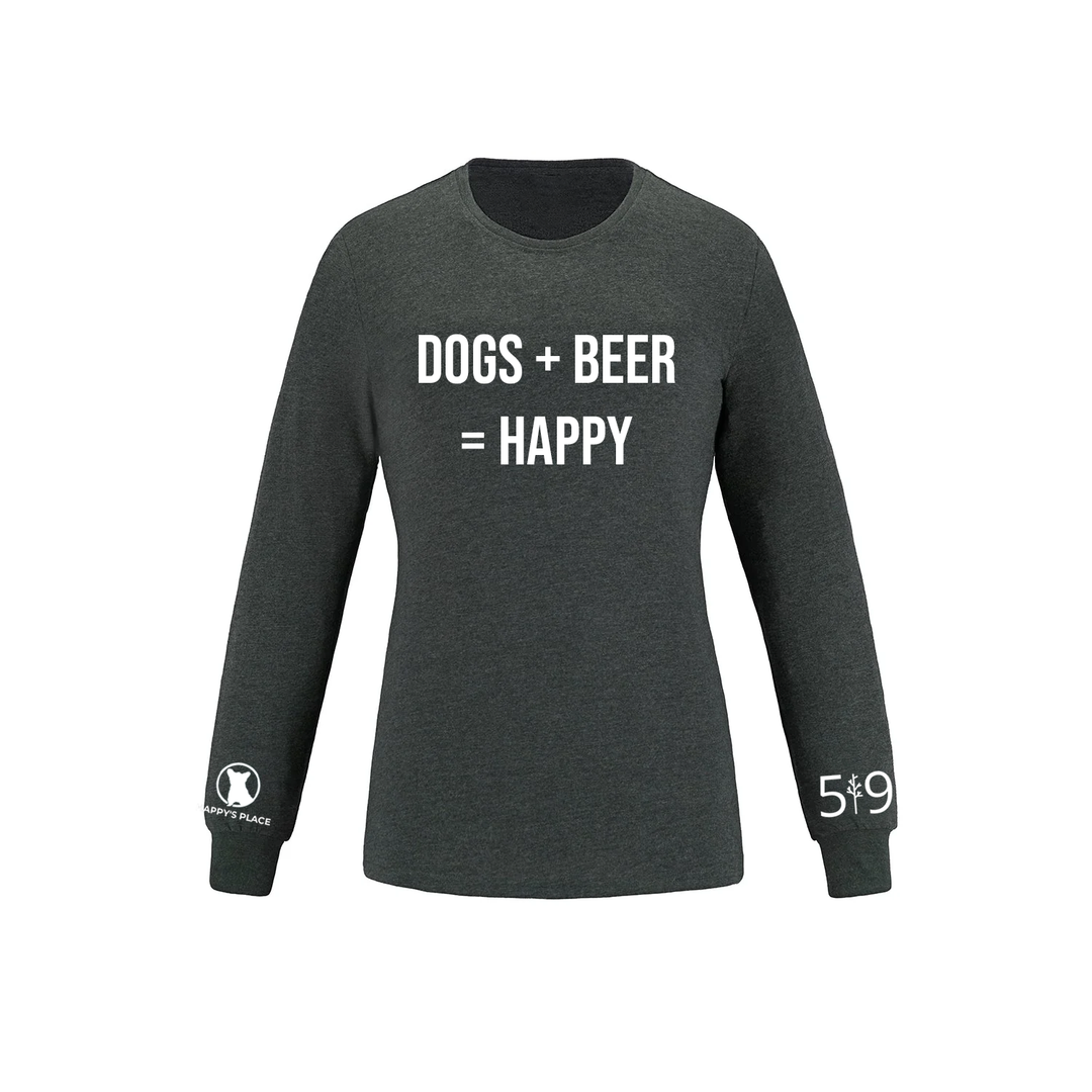 HAPPY'S PLACE DOG + BEER LONG SLEEVE (WOMENS)