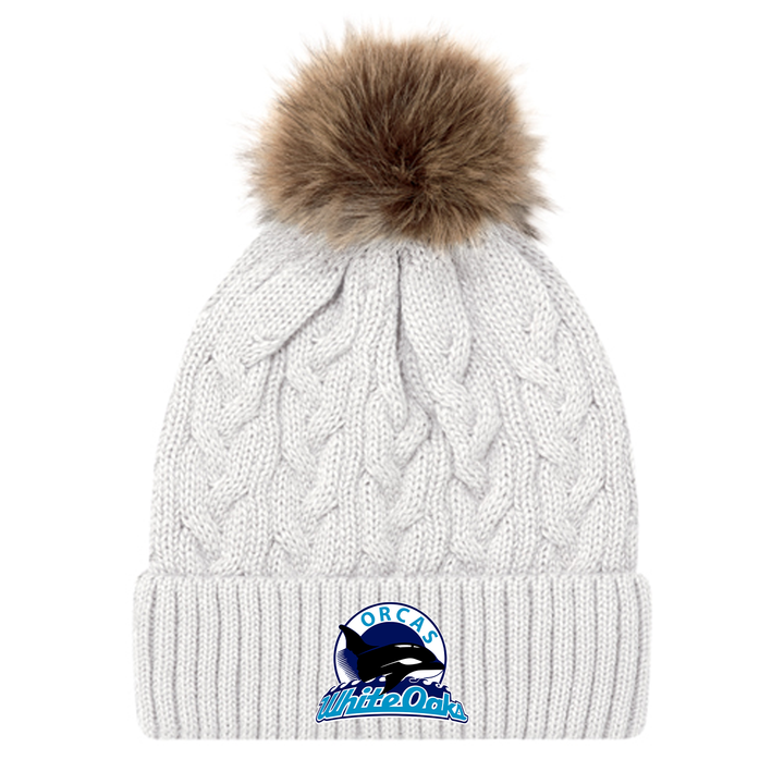 WHITE OAKS EMBROIDERED FAUX FUR TOQUE
