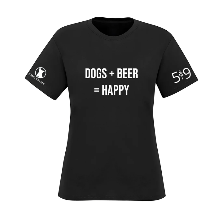 HAPPY'S PLACE DOG + BEER TEE (WOMENS)