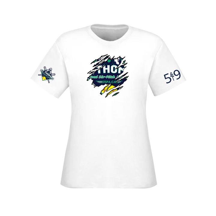COED ST. THOMAS SLO PITCH DISTRESSED TEE (WOMENS)
