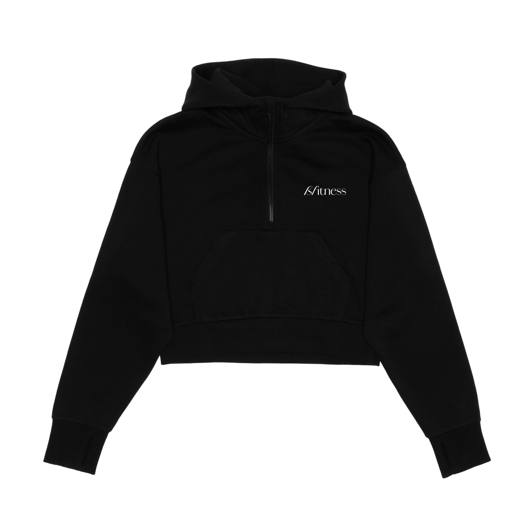 BFITNESS EMBROIDERED CROPPED SCUBA 1/2 ZIP HOODIE (WOMENS)