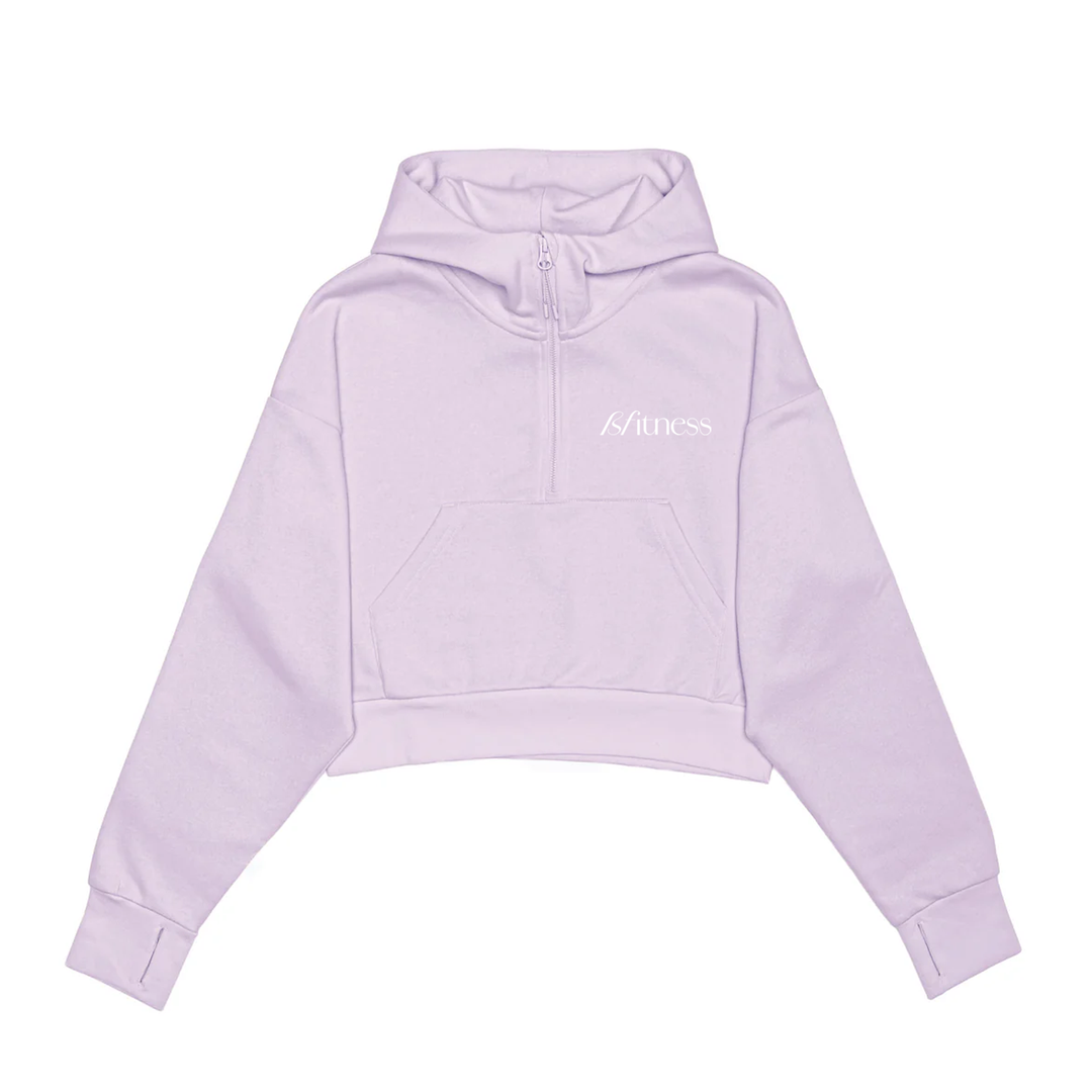 BFITNESS EMBROIDERED CROPPED SCUBA 1/2 ZIP HOODIE (WOMENS)