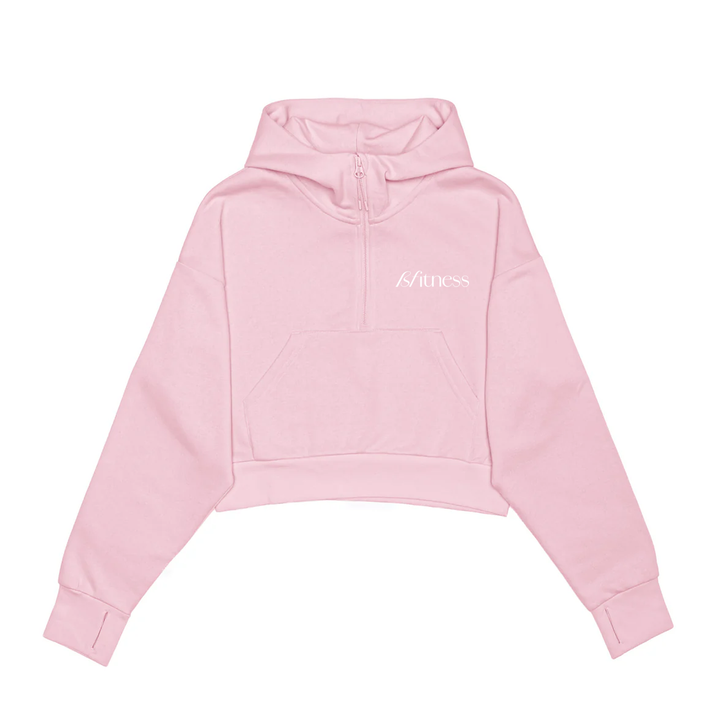 BFITNESS EMBROIDERED CROPPED SCUBA 1/2 ZIP HOODIE (WOMENS)