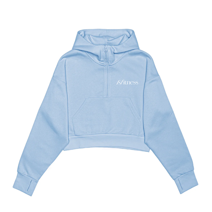 BFITNESS EMBROIDERED CROPPED SCUBA 1/2 ZIP HOODIE (WOMENS)