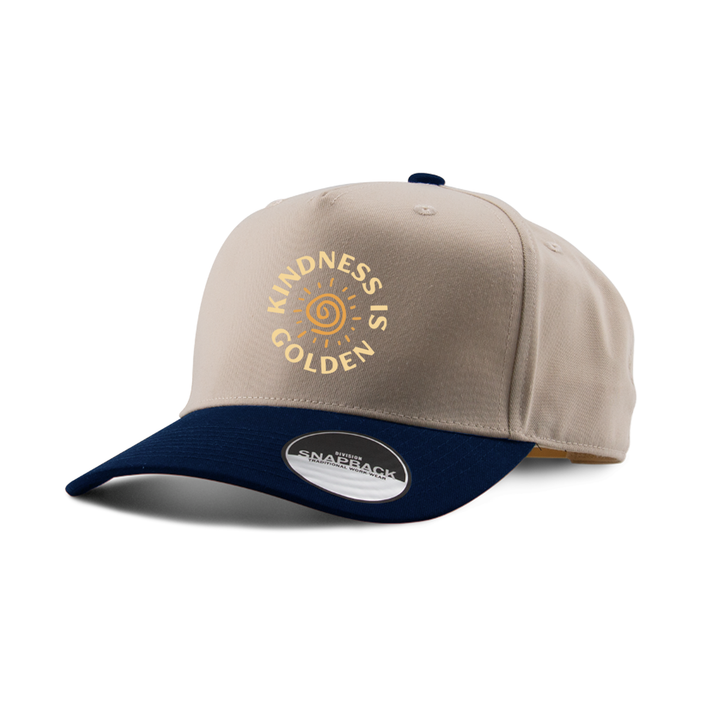 KINDNESS IS GOLDEN EMBROIDERED TWO-TONE PANEL CAP