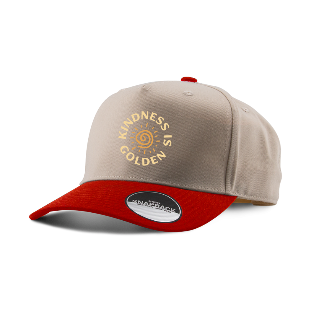 KINDNESS IS GOLDEN EMBROIDERED TWO-TONE PANEL CAP