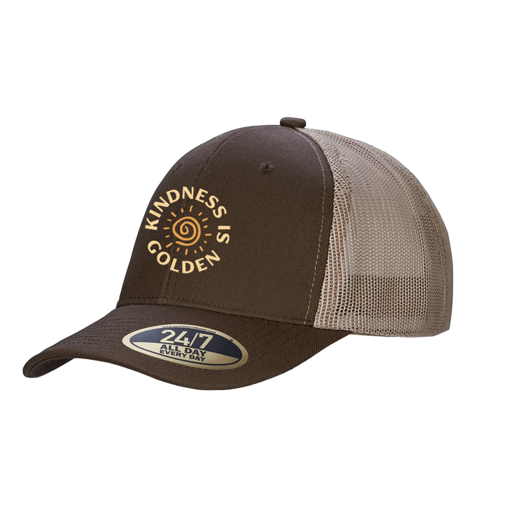 KINDNESS IS GOLDEN EMBROIDERED TRUCKER CAP